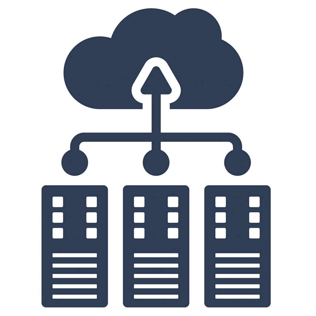 data recovery servers and cloud icon